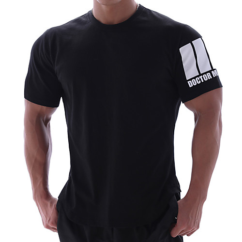 

Men's Letter Print T-shirt Basic Street chic Daily Sports White / Black
