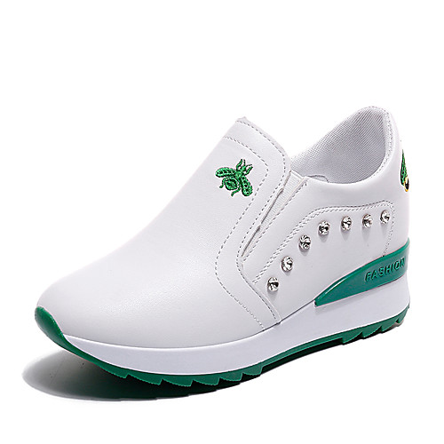

Women's Athletic Shoes Wedge Heel Round Toe Sparkling Glitter PU Casual Running Shoes Spring / Fall & Winter Black / Green / White