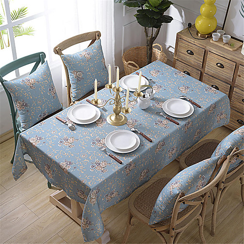

Casual polyester fibre Square Table Cloth Floral Patterned Water Resistant Table Decorations