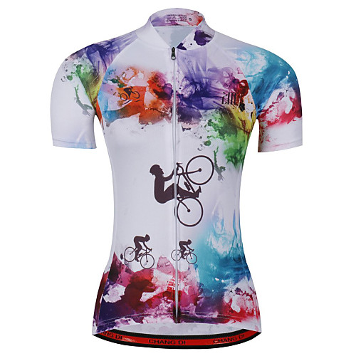 

21Grams Rainbow Tie Dye Women's Short Sleeve Cycling Jersey - BluePink Bike Jersey Top Breathable Moisture Wicking Quick Dry Sports Terylene Mountain Bike MTB Clothing Apparel / Micro-elastic