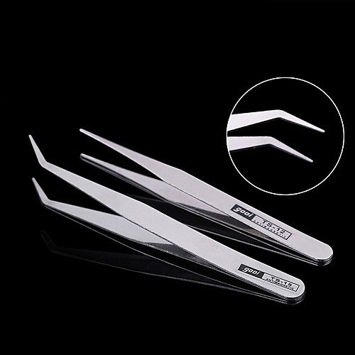 

2Pcs Stainless Nail Tweezers Nipper Steel Fine Tip Straight Forceps Tool