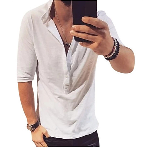 

Men's Daily T-shirt - Solid Colored V Neck Black / Short Sleeve