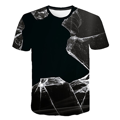 

Men's Daily Sports Street chic / Exaggerated T-shirt - Color Block / 3D / Abstract Print Black
