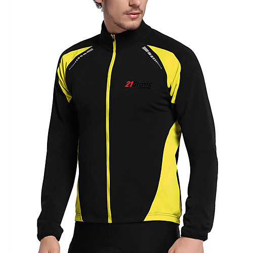 

21Grams Men's Cycling Jacket Bike Jacket Pants Windproof Breathable Quick Dry Sports Geometic Black / Yellow Mountain Bike MTB Clothing Apparel Bike Wear