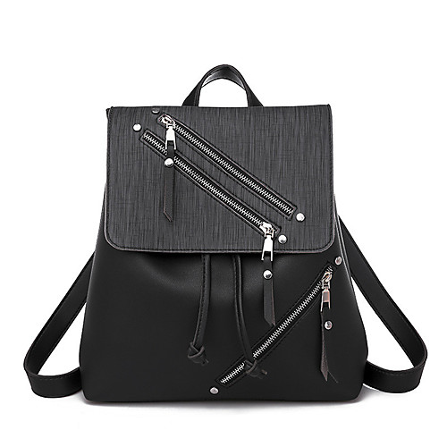 

Large Capacity Polyester PU Zipper Commuter Backpack Solid Color Daily Wine / Almond / Blushing Pink