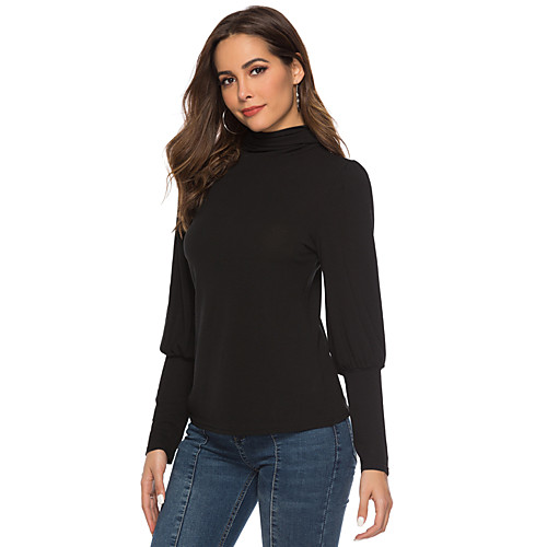 

Women's Daily Going out Street chic T-shirt - Solid Colored Black