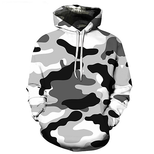 

Men's Plus Size Casual / Street chic Hoodie - Geometric / 3D Hooded White US32 / UK32 / EU40