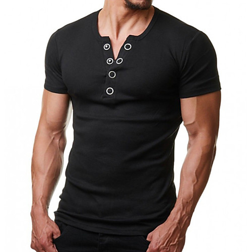 

Men's Graphic Solid Colored T-shirt Daily V Neck Red / Blue / White / Light gray / Dark Gray / Black / Short Sleeve