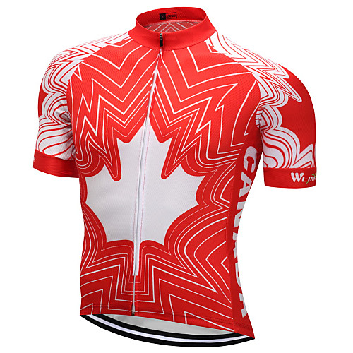 

21Grams Канада Флаги Муж. С короткими рукавами Велокофты - Красный / Белый Велоспорт Верхняя часть Устойчивость к УФ Дышащий Влагоотводящие Виды спорта Терилен Горные велосипеды Шоссейные велосипеды
