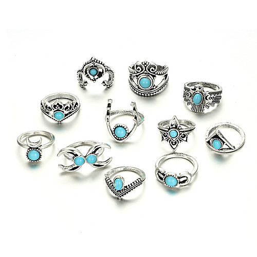 

Women's Ring full finger ring 11pcs Silver Alloy Elegant Holiday European Holiday Wedding Party Jewelry