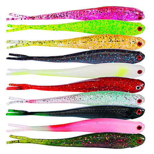 

10 pcs Fishing Lures Soft Bait Shad Sinking Bass Trout Pike Trolling & Boat Fishing Soft Plastic