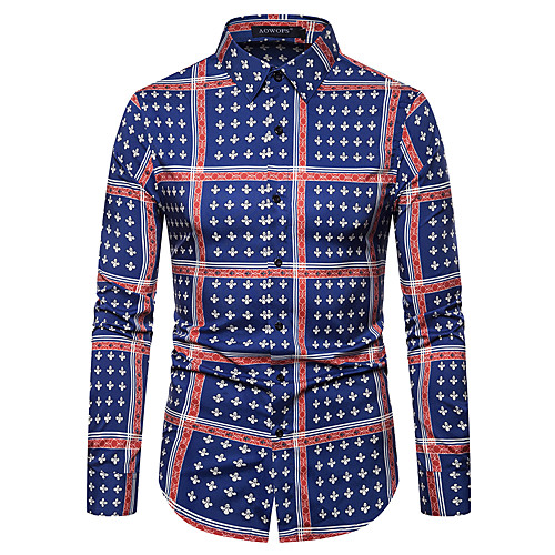 

Men's Party Club Rock / Street chic Shirt - 3D / Graphic Print Blue