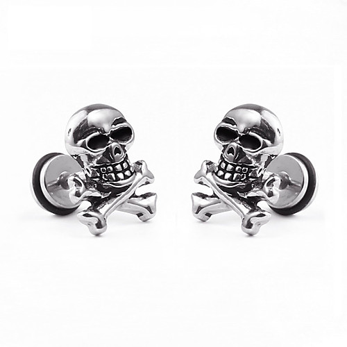 

Men's Women's Stud Earrings Sculpture Skull Statement Unique Design Punk Baroque Gothic Stainless Steel Earrings Jewelry Silver For Daily Carnival Street Club Bar 2pcs