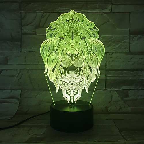 

Изменение цвета ночной свет 7 лицо льва животное светодиодные ночные огни 3d настольная настольная лампа в качестве украшения дома