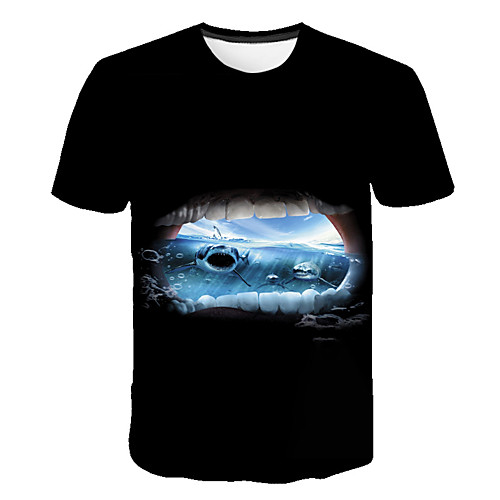 

Men's Daily Sports Street chic / Exaggerated T-shirt - Color Block / 3D / Abstract Print Black