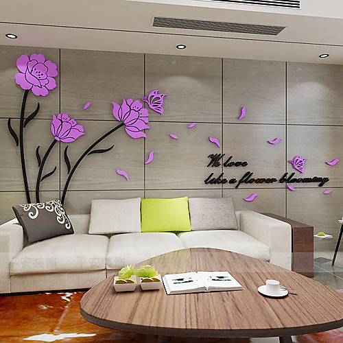 фото Декоративные наклейки на стены - 3d наклейки цветочные мотивы / ботанический гостиная / в помещении lightinthebox