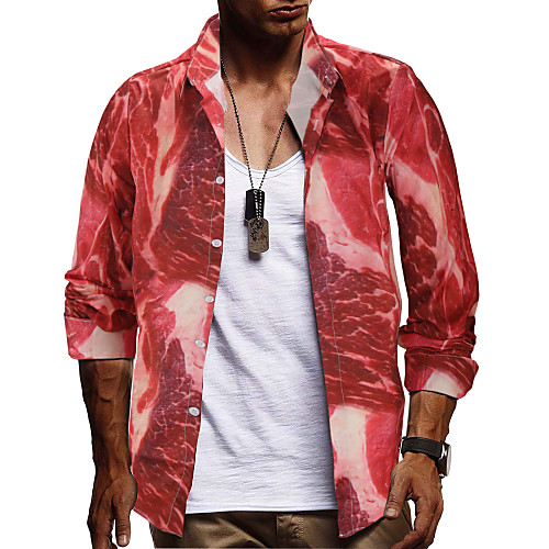 

Men's Daily Going out Basic / Exaggerated Shirt - Geometric / Graphic Red