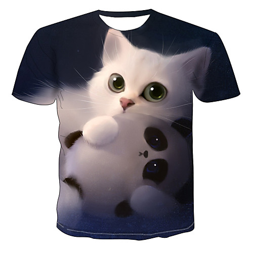 

Men's Daily Going out Basic / Exaggerated T-shirt - Color Block / 3D / Animal Print Rainbow