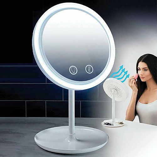 

5x Magnifier Led Makeup Mirror Light Desktop Beauty Breeze Mirror With Fan Women