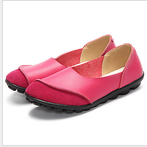 

Women's Loafers & Slip-Ons Flat Heel Round Toe Cowhide Summer Black / Fuchsia / Orange