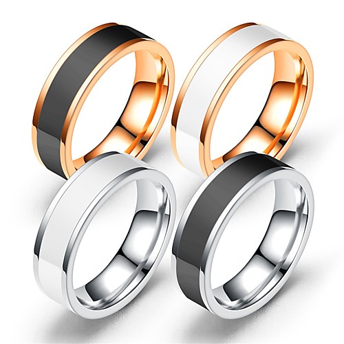 

Men's Women's Band Ring Ring Tail Ring 1pc White Black Rose Gold Stainless Steel Circular Vintage Basic Fashion Gift Jewelry