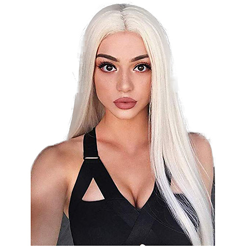 

Synthetic Lace Front Wig Straight Middle Part Lace Front Wig Blonde Long Platinum Blonde Synthetic Hair 18-26 inch Women's Adjustable Heat Resistant Party Blonde