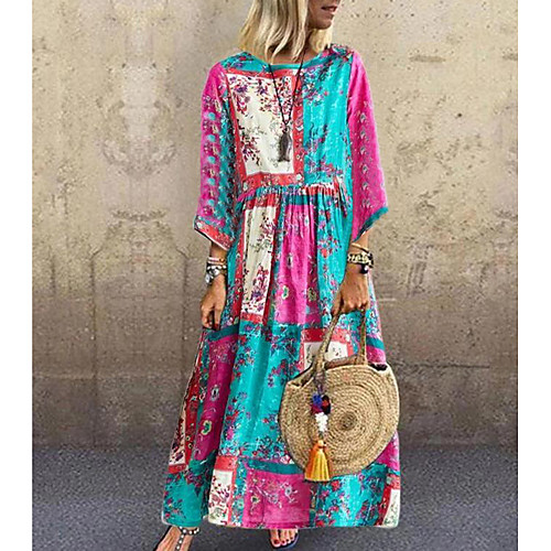 

Women's Maxi Plus Size Yellow Blushing Pink Dress T Shirt Geometric M L