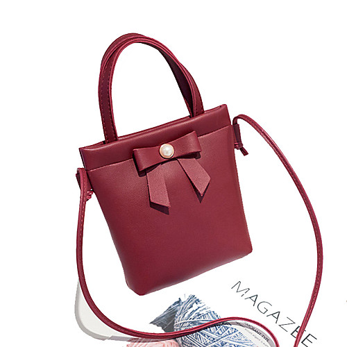 

Women's Polyester / PU Top Handle Bag Solid Color Wine / Blushing Pink / Black