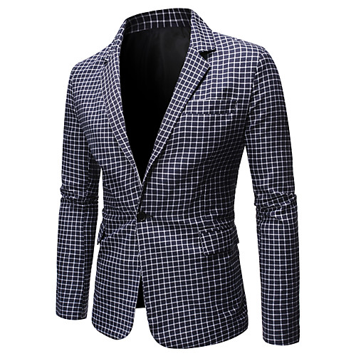 

Men's Blazer, Houndstooth Notch Lapel Polyester Red / Blue / White