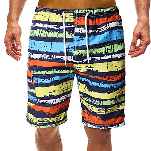 

Men's Swim Shorts Swim Trunks Board Shorts UV Sun Protection Quick Dry Drawstring - Swimming Beach Water Sports Stripes Patchwork Autumn / Fall Spring Summer