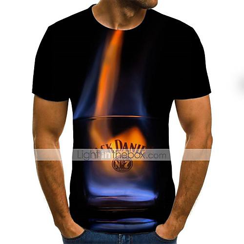 

Men's Daily Sports Basic / Exaggerated T-shirt - Color Block / 3D Black & White, Print Rainbow