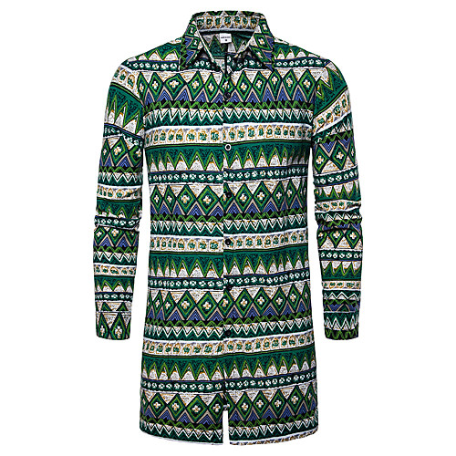 

Men's Daily Basic Shirt - Geometric / Color Block Green