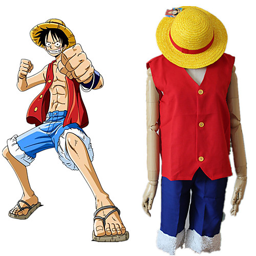 

Inspired by One Piece Monkey D. Luffy Anime Cosplay Costumes Japanese Cosplay Suits Vest Pants For Men's Women's