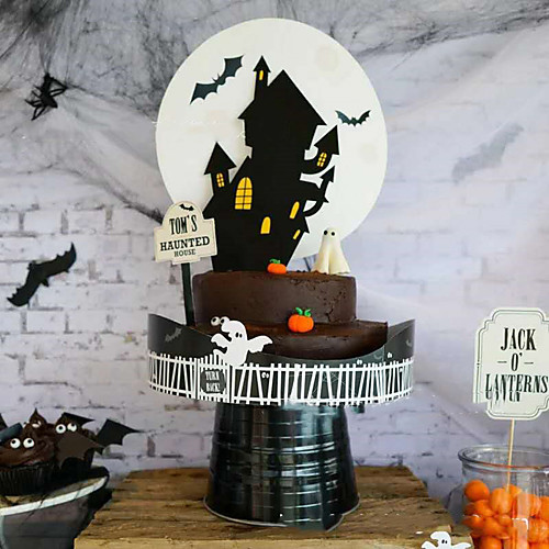 

Хэллоуин бумажный замок торт вставить праздничные украшения партии украшения торта Хэллоуин поставки