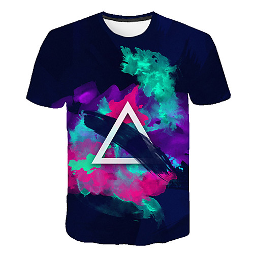 

Men's Daily Sports Street chic / Exaggerated T-shirt - Geometric / Color Block / 3D Print Rainbow