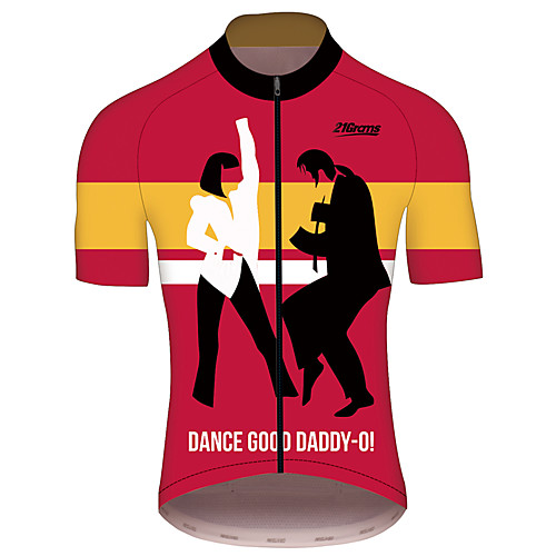 

21Grams Pulp Fiction Men's Short Sleeve Cycling Jersey - Red / Yellow Bike Jersey Top Breathable Quick Dry Reflective Strips Sports 100% Polyester Mountain Bike MTB Road Bike Cycling Clothing Apparel