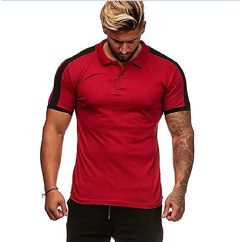 

Men's Daily Basic Polo - Solid Colored Tassel / Patchwork / Print Black