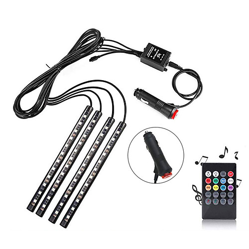 

BRELONG Car Tiktok LED Strip Lights 48 LED 10mm Multicolor Car Interior Light Underline Light Waterproof Kit With Sound Active Function And Wireless Remote Control Car Charger