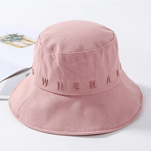 

Women's Active Basic Cute Cotton Floppy Hat Sun Hat-Color Block All Seasons Black White Blushing Pink
