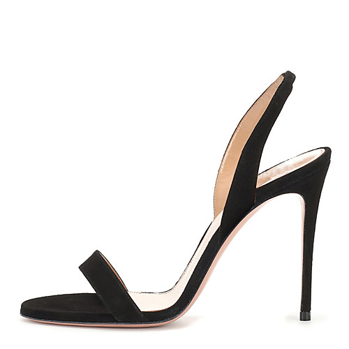 

Women's Sandals Stiletto Heel Open Toe Suede / Faux Leather Sweet / British Fall / Spring & Summer Black / Gold
