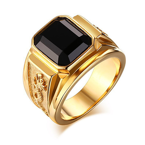 

Men's Ring 1pc Gold Silver Imitation Diamond Alloy Square Classic Vintage Korean Daily School Jewelry Vintage Style Lucky