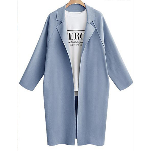 

Women's Daily Fall & Winter Short Coat, Solid Colored Turndown Long Sleeve Polyester Blushing Pink / Gray / Light Blue
