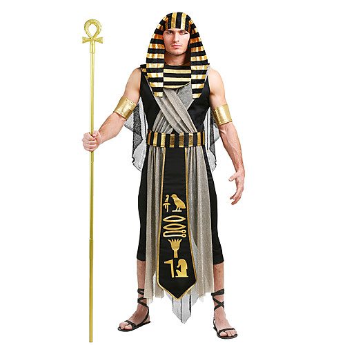 

Egyptian Costume Cosplay Costume Masquerade Adults' Men's Cosplay Halloween Halloween Festival / Holiday Cotton Polyster Black Men's Carnival Costumes