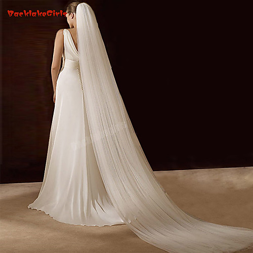 

Two-tier Classic Style / Vintage Wedding Veil Chapel Veils / Cathedral Veils with Flower Comb 118.11 in (300cm) Tulle / Straight Cut