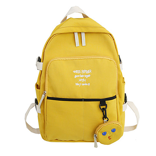 

Большая вместимость Нейлон Молнии рюкзак Сплошной цвет Повседневные Черный / Розовый / Желтый