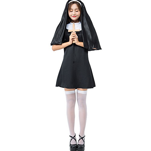 фото Монахиня костюм жен. религия хэллоуин выступление тематическая вечеринка костюмы жен. танцевальные костюмы полиэстер планка Lightinthebox