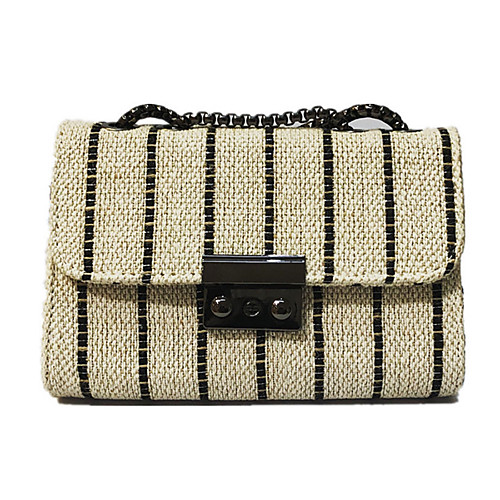 

Women's Chain Polyester Crossbody Bag Striped Almond / Black / Beige
