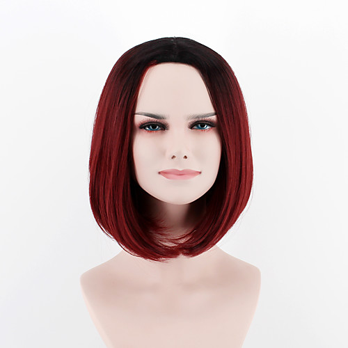 

Synthetic Wig Straight Bob Wig Short Black / Red Synthetic Hair 14 inch Women's Fashionable Design Women Red