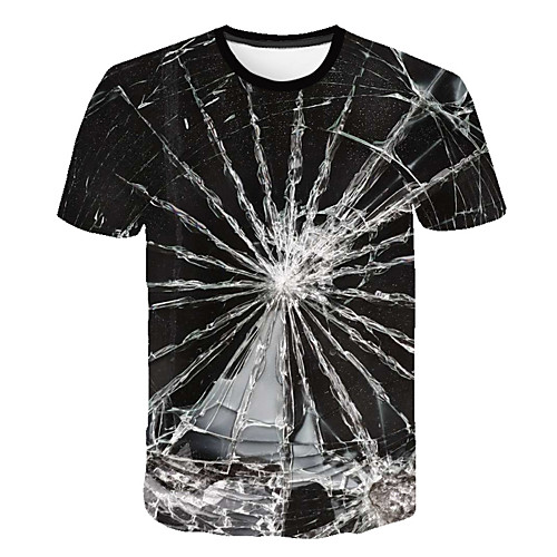 

Men's Daily Sports Street chic / Exaggerated T-shirt - Color Block / 3D / Abstract Print Black