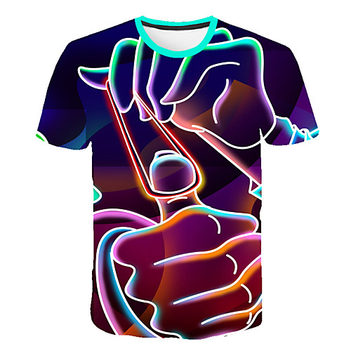 

Men's Daily Sports Street chic / Exaggerated T-shirt - Color Block / 3D / Graphic Print Rainbow